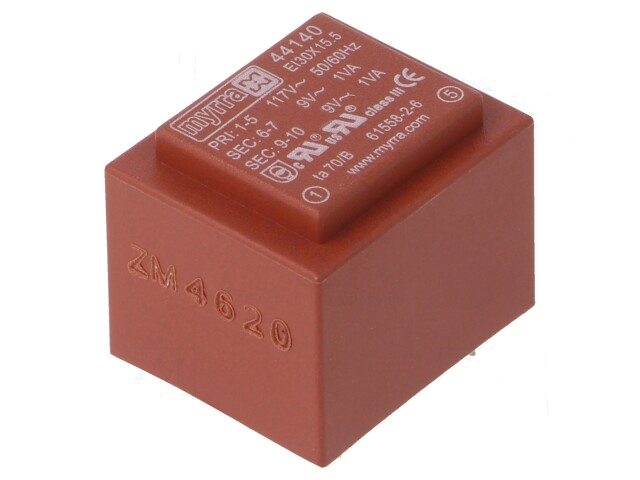 Transformator: ingegoten; 2VA; 117VAC; 9V; 9V; 111mA; 111mA; PCB Transformator: ingegoten; 2VA; 117VAC; 9V; 9V; 111mA; 111mA; PCB